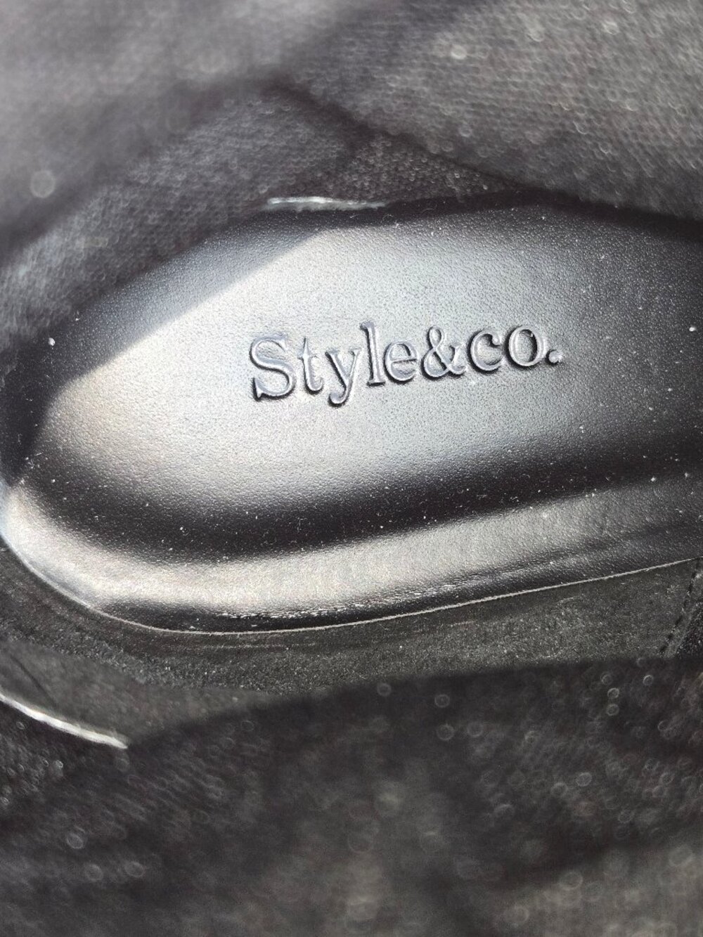 Style & Co Sz 6-1/2M Quirky Black Suede Slouchy Ankle Boots Flat Sole Almond Toe - Picture 10 of 12